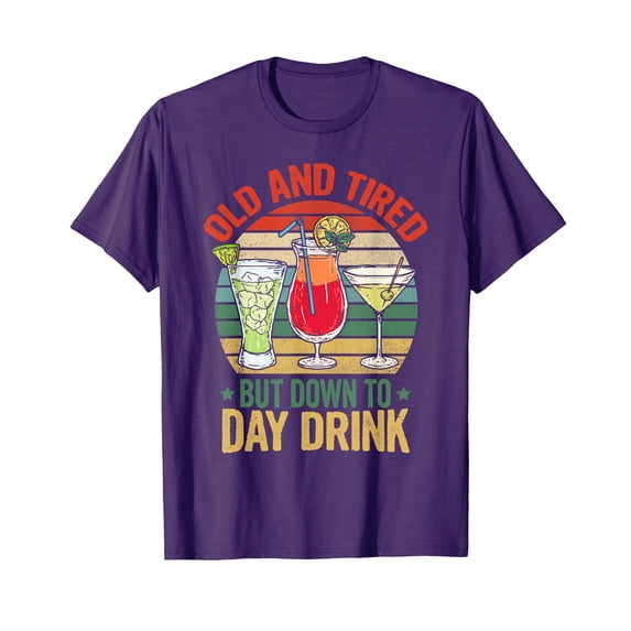 Funny Retro Cocktail Graphic T-Shirt for Old and Tired Day Drinkers