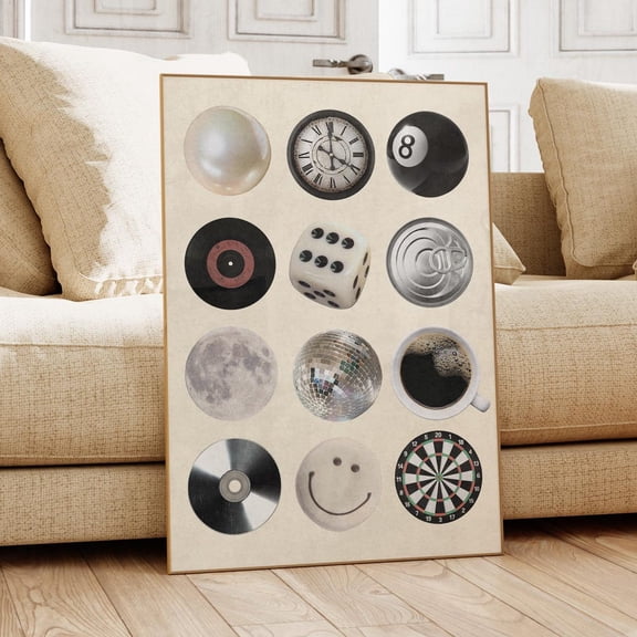 Funny Retro Collage Wall Art, Print Vintage Poster With Disco, Coffee, Smiley Face, Cool Dorm & Gallery Wall Decor UNFRAMED PAPER POSTER, Home Decor, Vintage Gift, Living Room Dercor