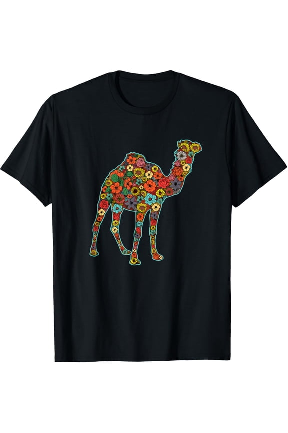 Funny Retro Colorful Flowered Camel Birthday Themed Outfit T-Shirt