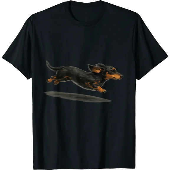 Funny Retro Cute Running Dachshund Dog T-Shirt, Unisex T-Shirt