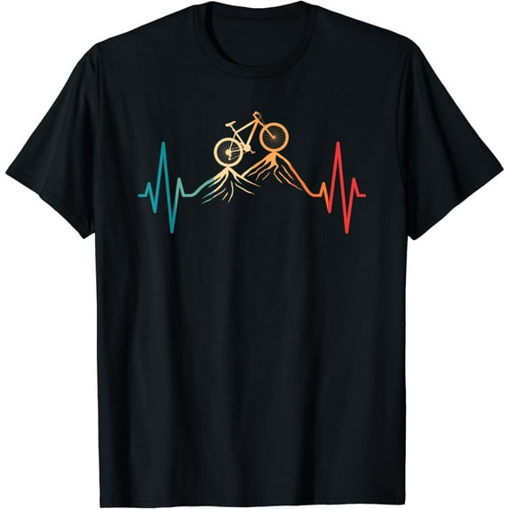 Funny Retro Cycling Heartbeat Bicycle Mountain Bike Biking T-Shirt mens t shirt,black,women,funny,misfits,men,journey,t-shirt