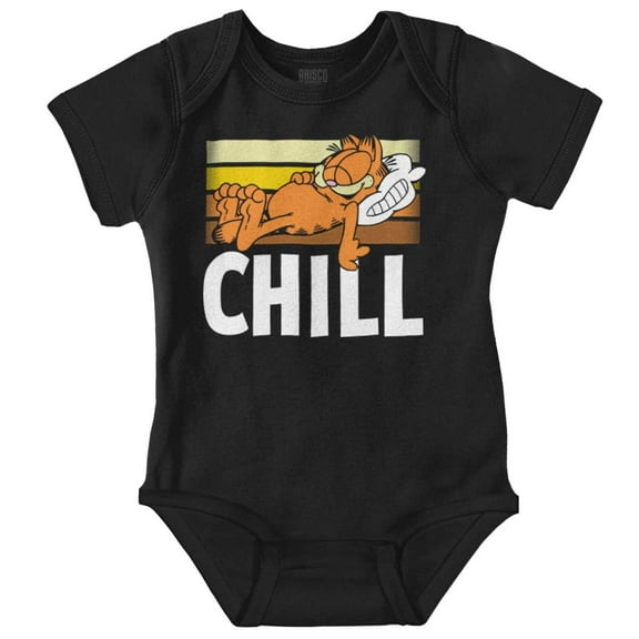 Funny Retro Garfield Cartoon Chill Romper Boys or Girls Infant Baby Brisco Brands 12M