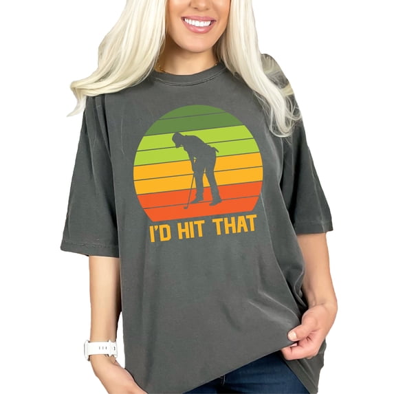 Funny Retro Golf Design I'd Hit That, Pepper Comfort Colors T-Shirt, XL