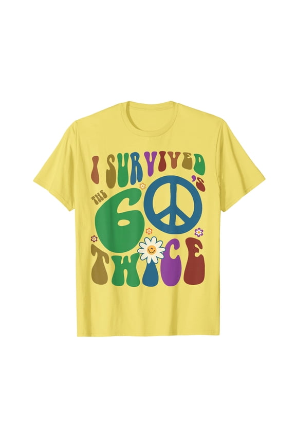 Funny Retro I SURVIVED The SIXTIES TWICE T-Shirt for 70th Birthday Celebrations