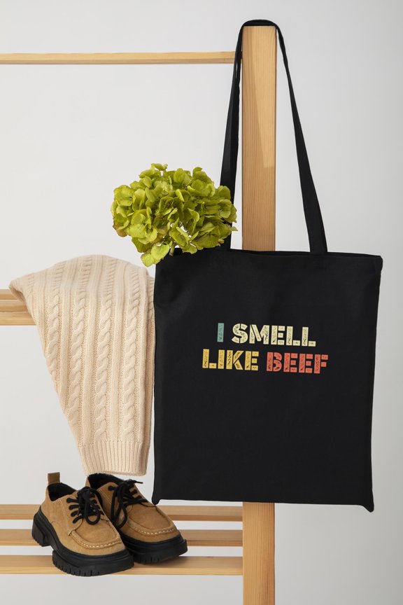 Funny Retro I Smell Like Beef Meme BBQ Smoker Art Unisex Tote Bag D392228