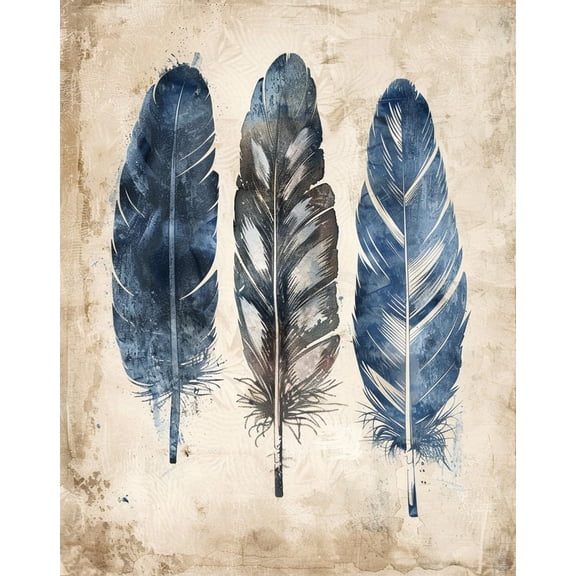Funny Retro Metal Blue Feather Tin Sign for Home Kitchen Bar Cafe Garage Wall Decor 8 x 12 Inch