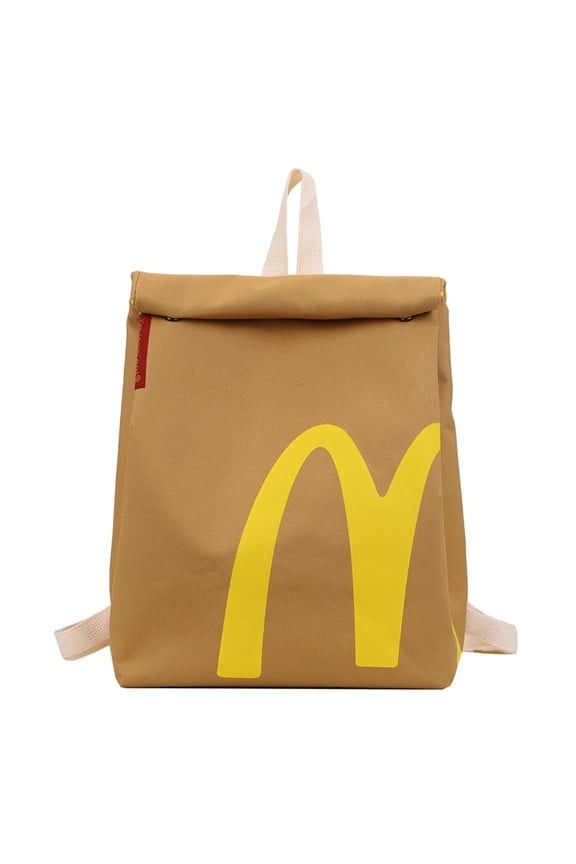 Funny Retro Paper Bag Casual Canvas Backpack Classic Large Capacity Bag Personalized Shoulder Casual Canvas Backpack
