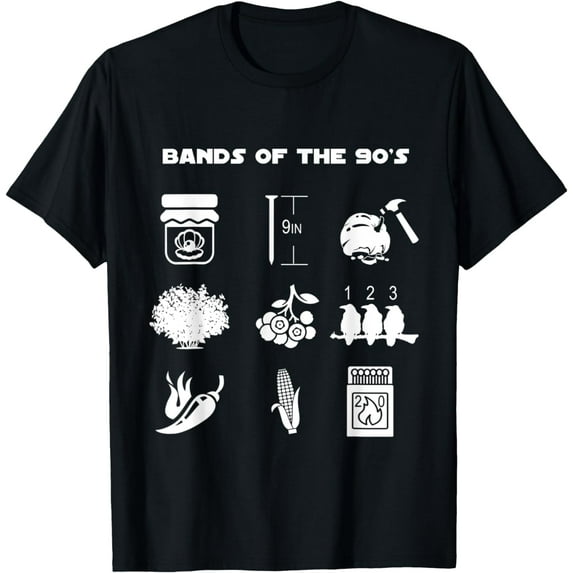Funny Retro Popular Music Bands of the 90s Rock Pop Culture T-Shirt