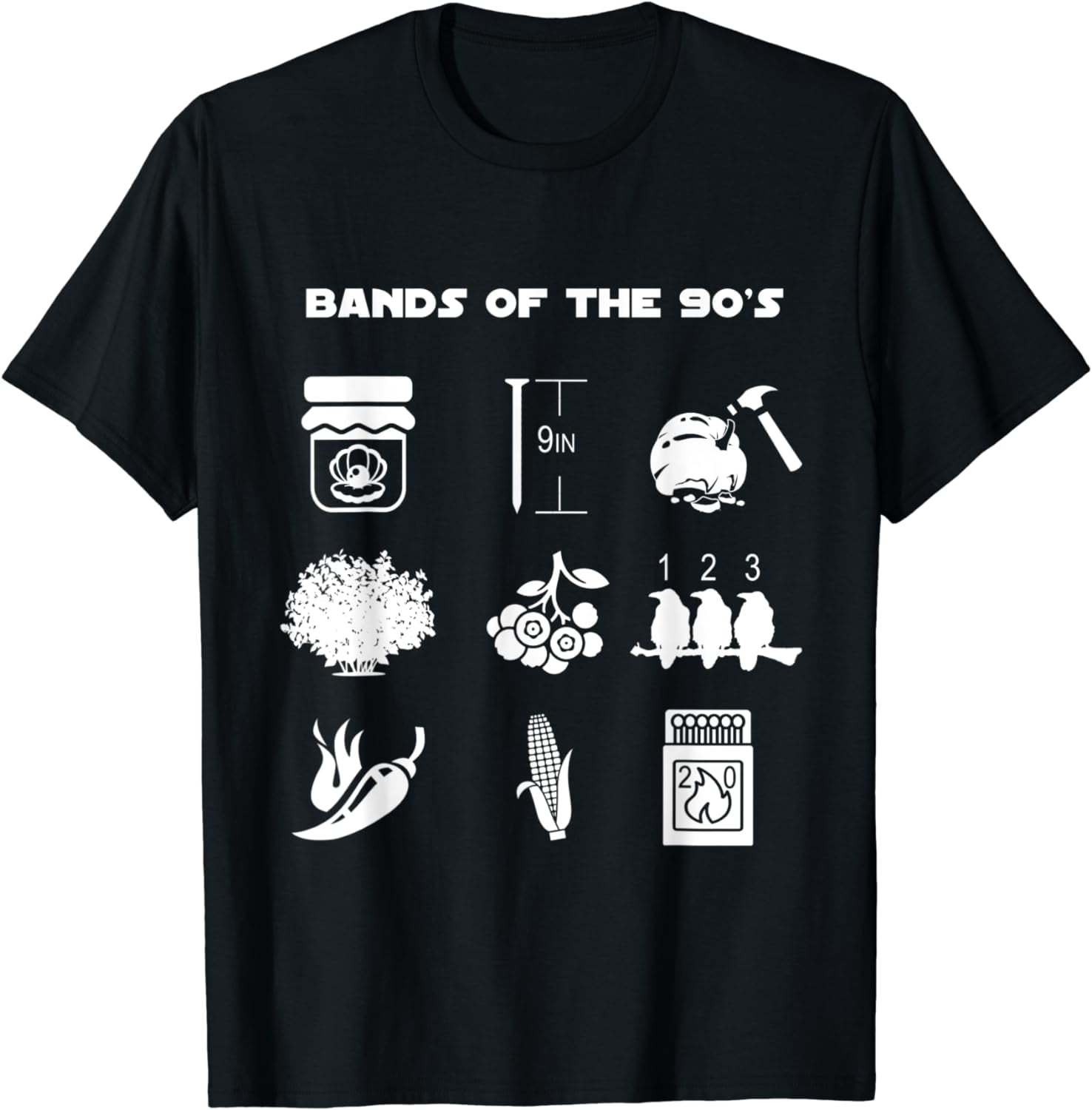 Funny Retro Popular Music Bands of the 90s Rock Pop Culture T Shirt