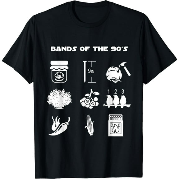 Funny Retro Popular Music Bands of the 90s Rock Pop Culture T-Shirt
