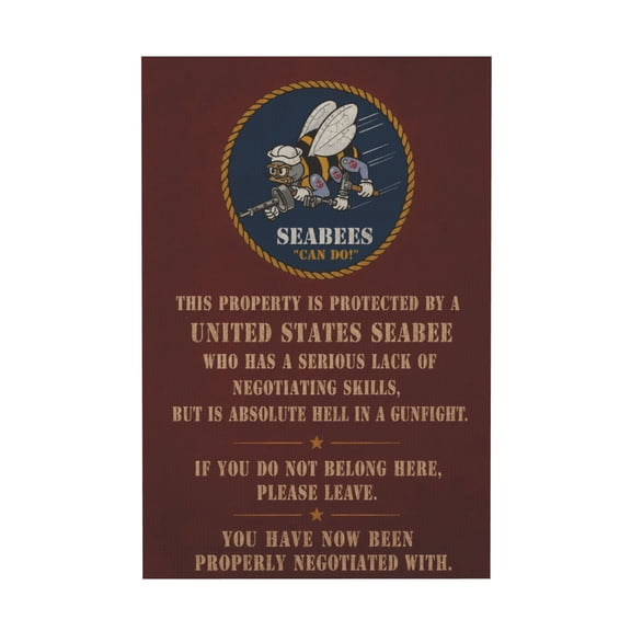 Funny Retro Seabee Sailor Security Warning Canvas Wall Art For Home Kitchen 12*18in