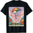 thumbnail image 1 of Funny Retro Skeleton LGBTQ Pride Quote Rainbow Umbrella T-Shirt Shirts, 1 of 4