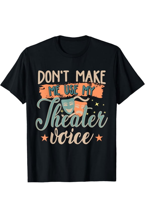 Funny Retro Theater Voice T-Shirt Vintage Drama Actor Actress Stage Comedy Tragedy Mask Graphic Tee for Men Women