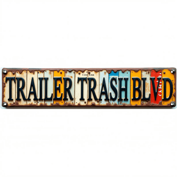 Funny Retro Tin Sign 16x4 Inch Trailer Trash Blvd Design - Ideal for Garage, Backyard, Outdoor Funny Room Decor