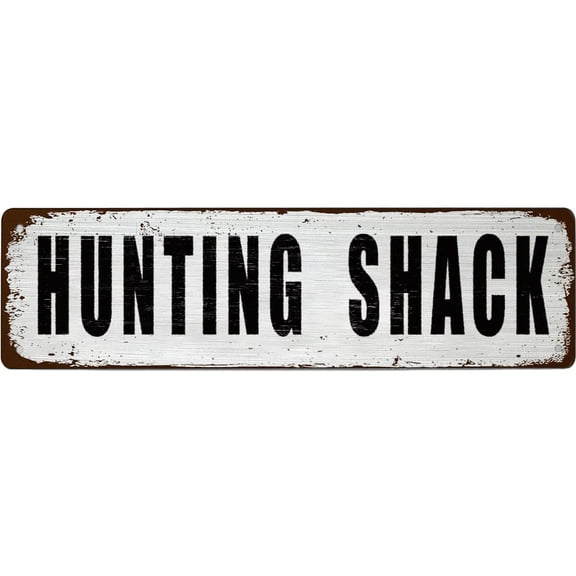 Funny Retro Tin Sign - HUNTING SHACK - For Office, Garage, Garden And Man Cave, Coffee Station Decor, 4x16 Inch