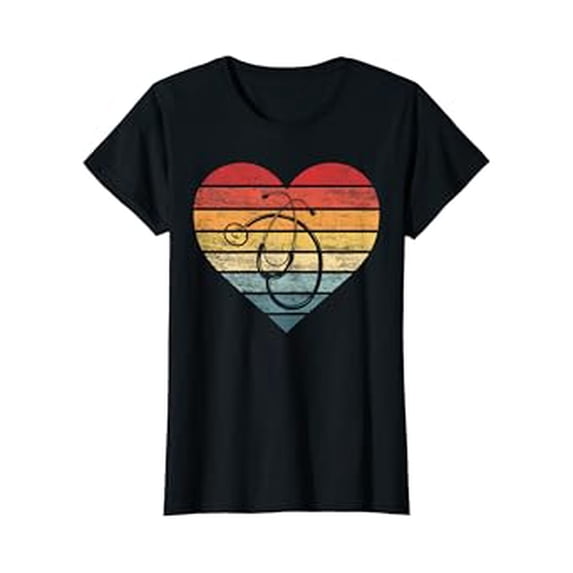 Funny Retro Vintage Stethoscope Heart T-Shirt for Nurse Gifts and Appreciation