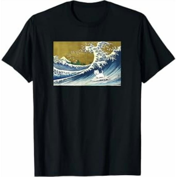 Funny Retro Vintage Surfing a Wave Westie Dog Lover Unisex T-Shirt for Men Women Kids Toddler