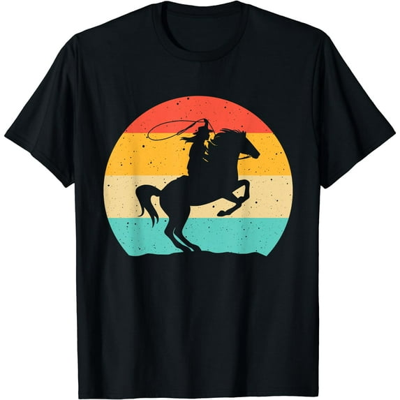 Funny Retro Western Cowgirl Gift For Girl Horse Riding Women T-Shirt Black X-Large