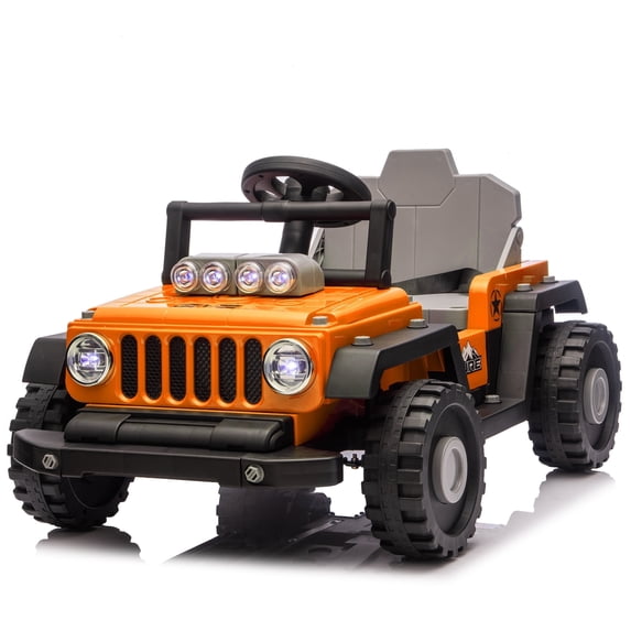 12V Ride on Toys for Kids, Electric Off-Road UTV Truck w/Remote Control & Mobile App Control, Battery Powered Ride on Cars with Slow Start&Swing Function, Anti-Slip Wheels, LED Lights, Music, Orange
