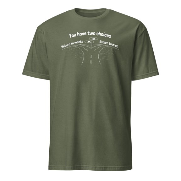Funny Return to Monke Evolve to Crab Meme T-Shirt (Military Green, L)
