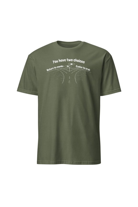 Funny Return to Monke Evolve to Crab Meme T-Shirt (Military Green, S)