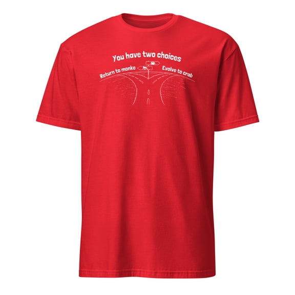 Funny Return to Monke Evolve to Crab Meme T-Shirt (Red, XL)