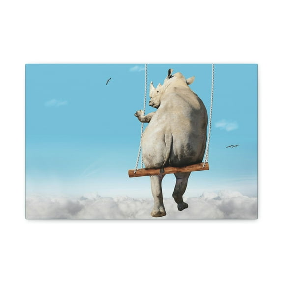 Funny Rhino Silly Rhino Outside Wall Art Ready to Hang Unframed