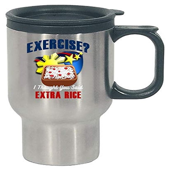 Funny Rice Stainless Steel Travel Mug - Humorous Starch Bowl Snack Cup
