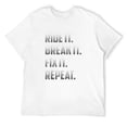 thumbnail image 1 of Funny Ride It Break It Fix It Repeat T Shirt White 2X-Large, 1 of 5