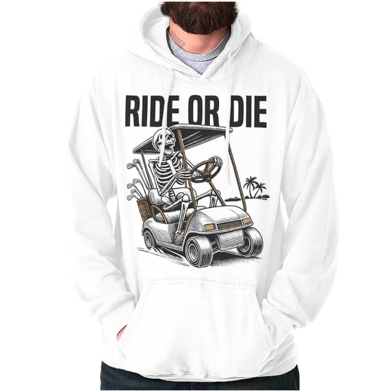 Funny Ride or Die Skeleton Golf Cart Hoodie Sweatshirt Women Men Brisco Brands S