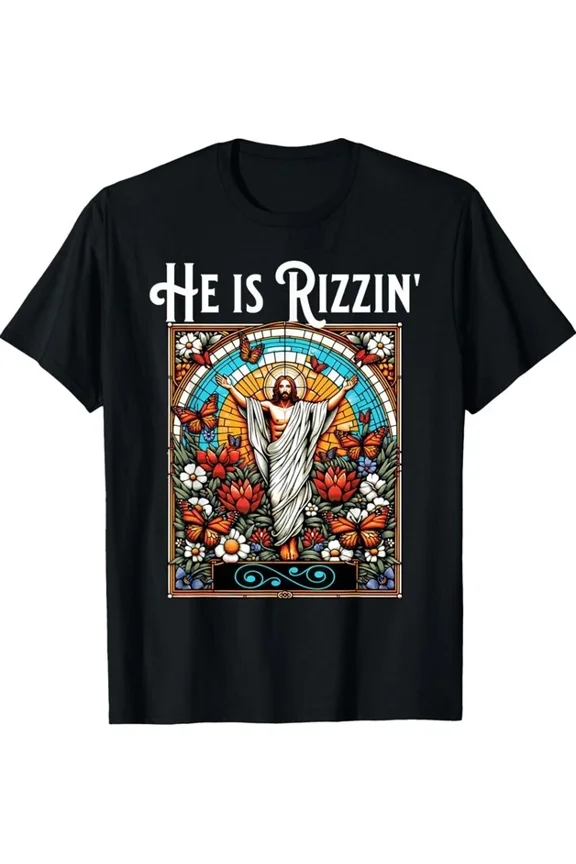 Funny Rizz He Is Rizzin Jesus Cool Colors Present T-Shirt Unisex S-5XL Hot Trending Shirt Birthday Gift