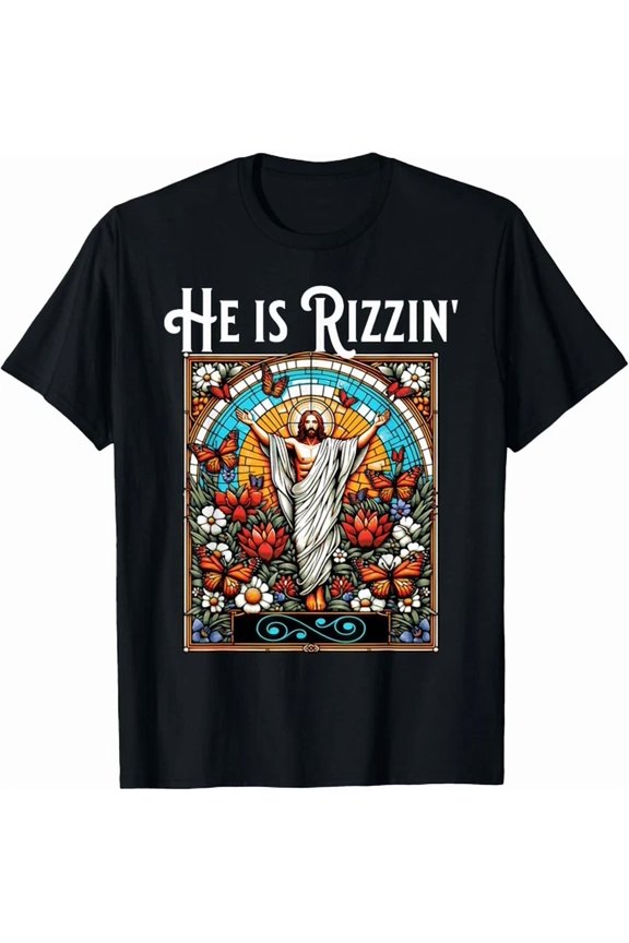 Funny Rizz He Is Rizzin Jesus Cool Colors Present T-Shirt, Unisex T-Shirt