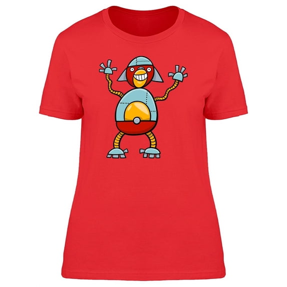Funny Robot Cartoon T-Shirt Women -Image by Shutterstock, Female Large