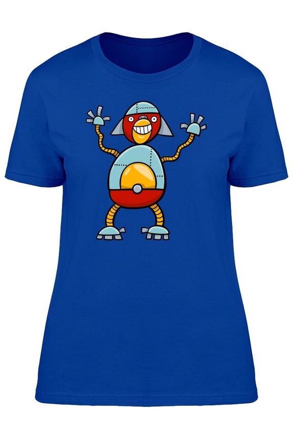 Funny Robot Cartoon T-Shirt Women -Image by Shutterstock, Female Small