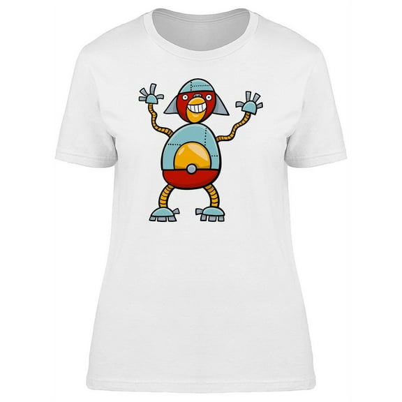 Funny Robot Cartoon T-Shirt Women -Image by Shutterstock, Female Small