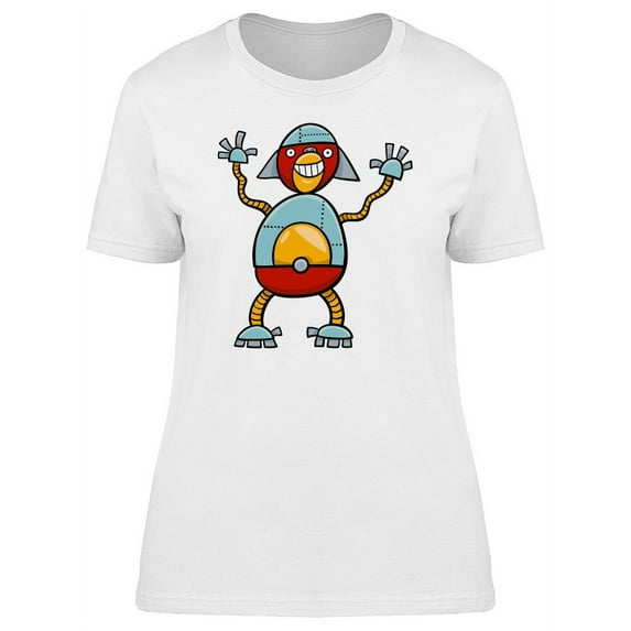 Funny Robot Cartoon T-Shirt Women -Image by Shutterstock, Female x-Large