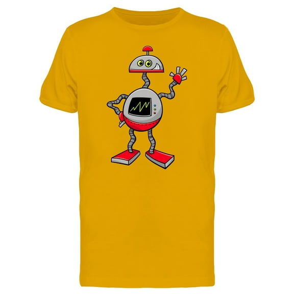 Funny Robot Doodle Cartoon T-Shirt Men -Image by Shutterstock, Male Medium