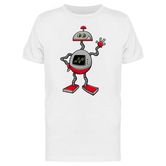 Funny Robot Doodle Cartoon T-Shirt Men -Image by Shutterstock, Male Small