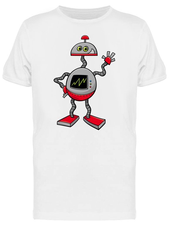 Funny Robot Doodle Cartoon T-Shirt Men -Image by Shutterstock, Male XX-Large