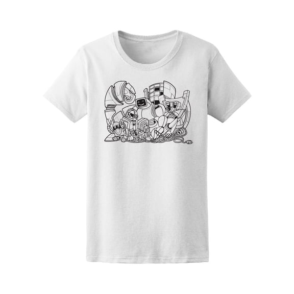 Funny Robot Doodles T-Shirt Men -Image by Shutterstock, Male 4X-Large