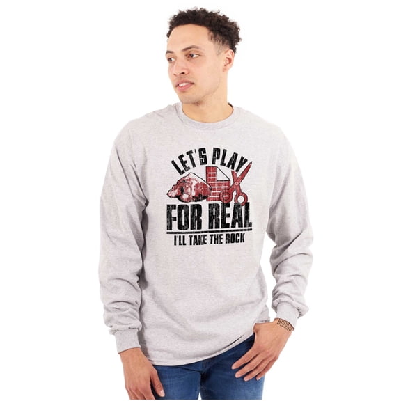 Funny Rock Paper Scissors For Real Plus Size Long Sleeve Graphic Tee Shirt Brisco Brands 3X