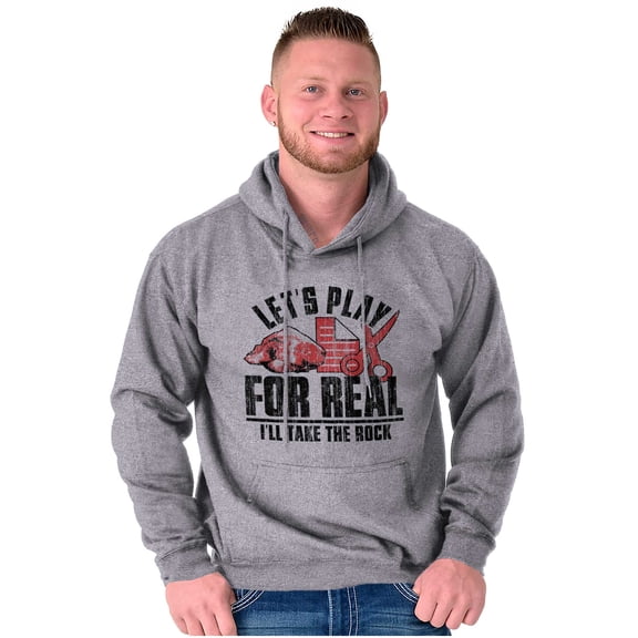 Funny Rock Paper Scissors For Real Unisex Plus Fleece Graphic Hoodie Brisco Brands 3X