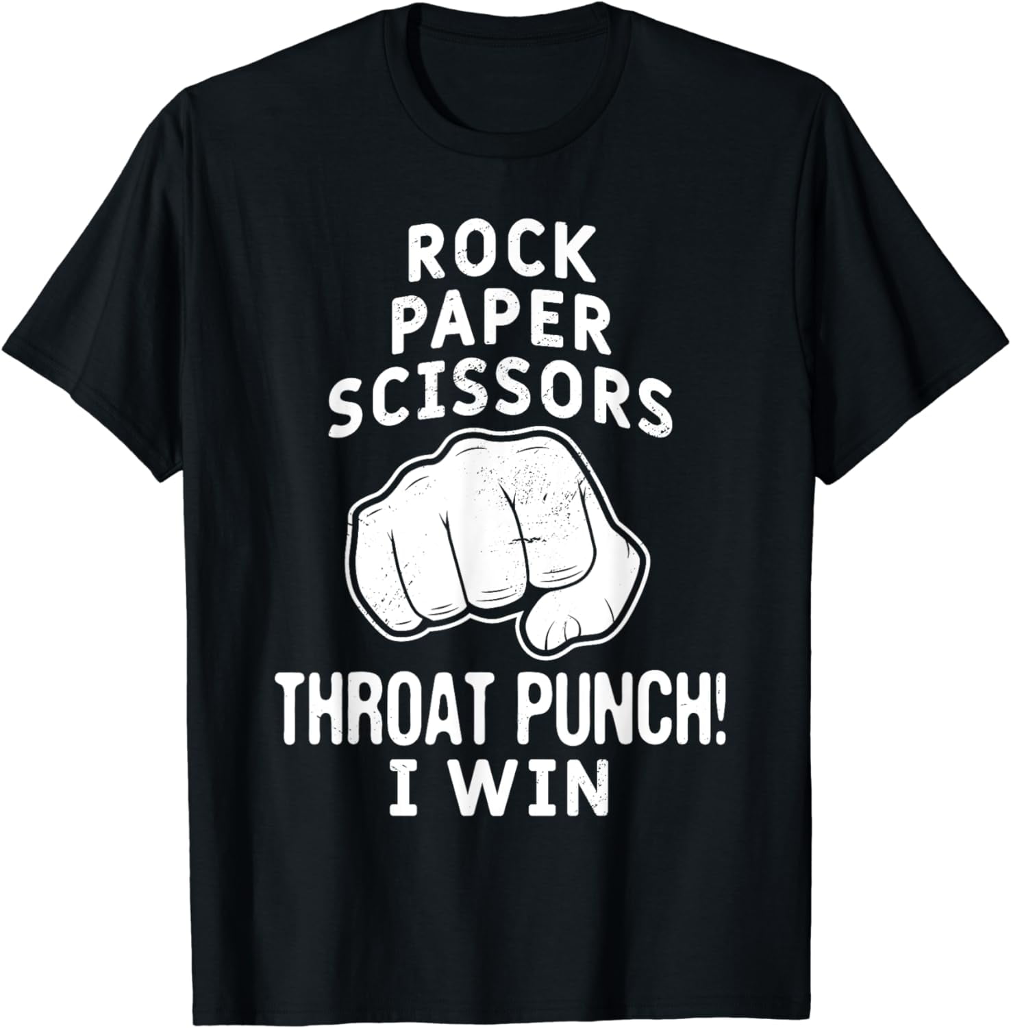 Funny Rock Paper Scissors Throat Punch I win T-Shirt - Walmart.com