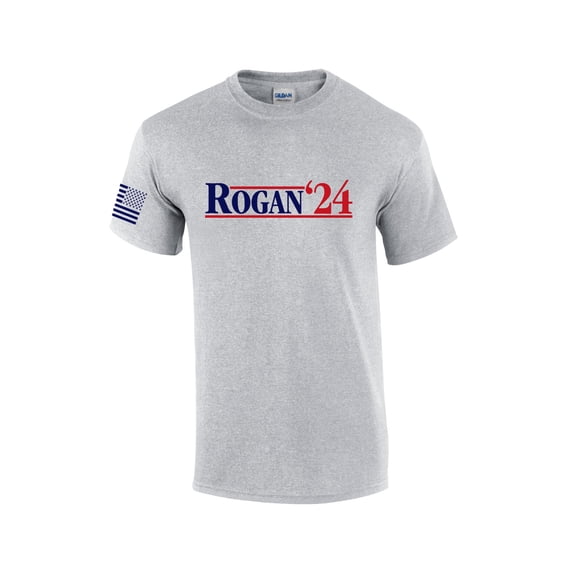 Funny Rogan '24 Patriotic American Flag Sleeve Mens Short Sleeve T-shirt Graphic Tee-Sports Grey-5xl