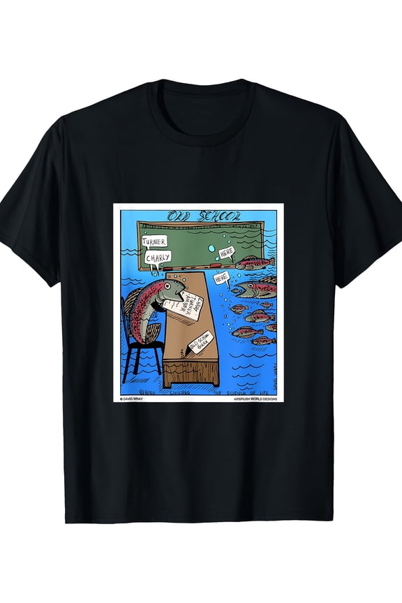 Funny Roll Call Fish School Cartoon Fisherman Fishing Gift T-Shirt-220gT T-shirt 100% cotton T-shirt