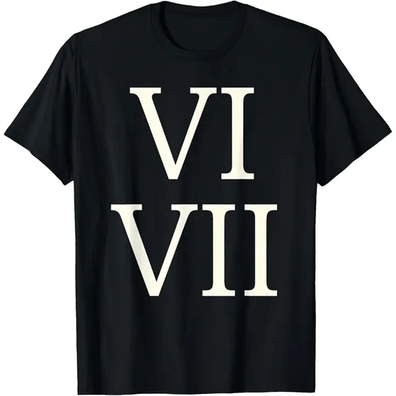 Funny Roman Numerals VI VII Math Joke Unisex Graphic Short Sleeve T-Shirt
