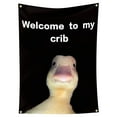 thumbnail image 1 of Funny Room Decoration Flag - Welcome To My Crib - Perfect for Dorms, Parties, and Home Decor - High-Quality Polyester Fabric - Eye-Catching HD Printing - Durable with Brass Buttonholes, 1 of 9