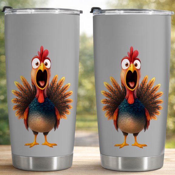 Funny Rooster 20oz Stainless Steel Tumbler, Leak-Proof Insulated Coffee Cup with Lid, Funny Tumbler for Home Office, Birthday Gag Gift for Chicken Lovers