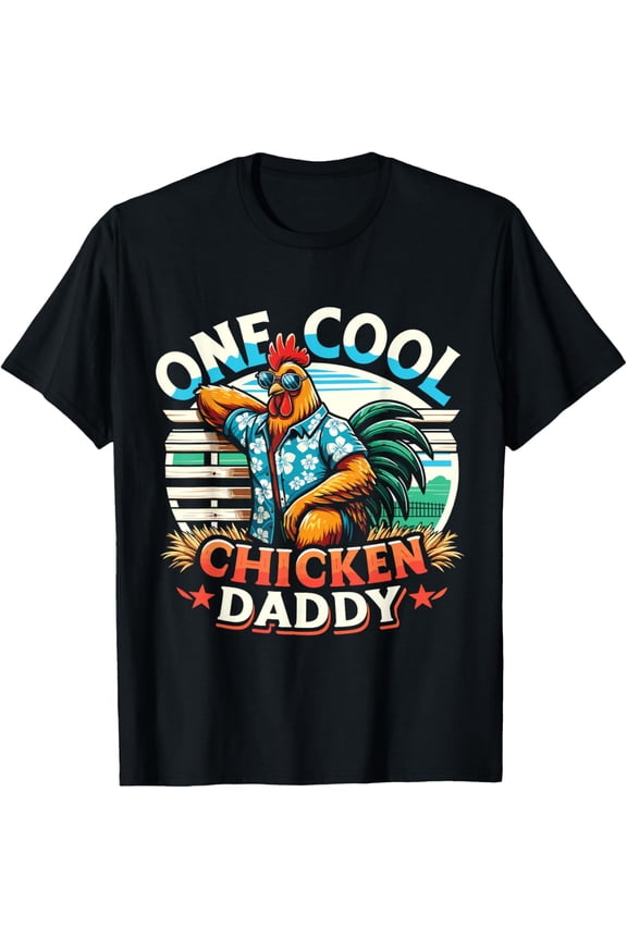 Funny Rooster Chicken Daddy Gift for Men Casual Short Sleeve T-Shirt