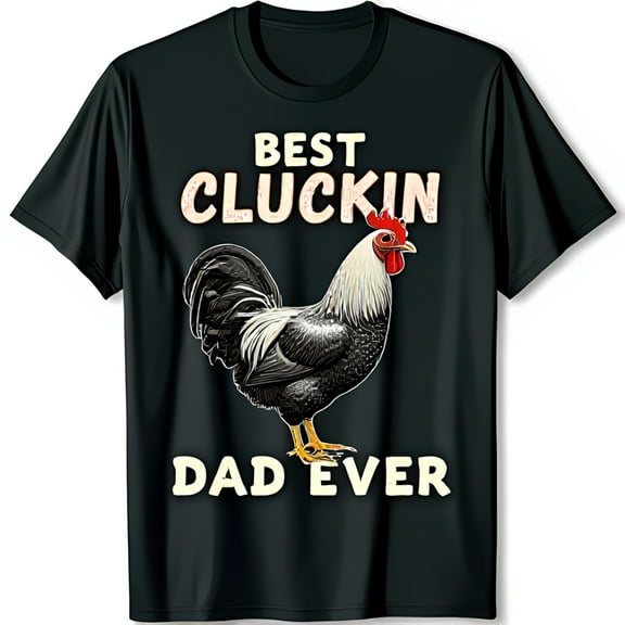 Funny Rooster Dad T-Shirt Best Cluckin Dad Graphic Tee in Black